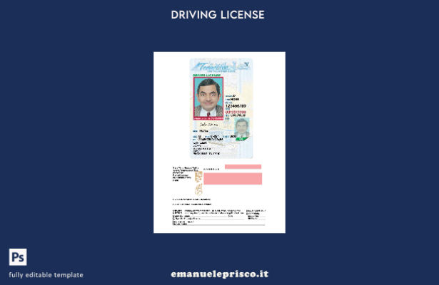 verified style Patente di guida USA Tennessee stile verificato secondo il modello template