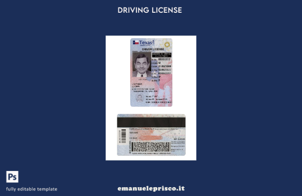 verified style Patente di guida USA Texas stile verificato secondo il modello template