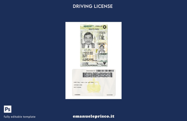 verified style Patente di guida USA Vermont stile verificato secondo il modello template