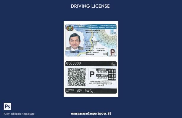 verified style modello di patente di guida Bolivia in stile verificato ( presente). template