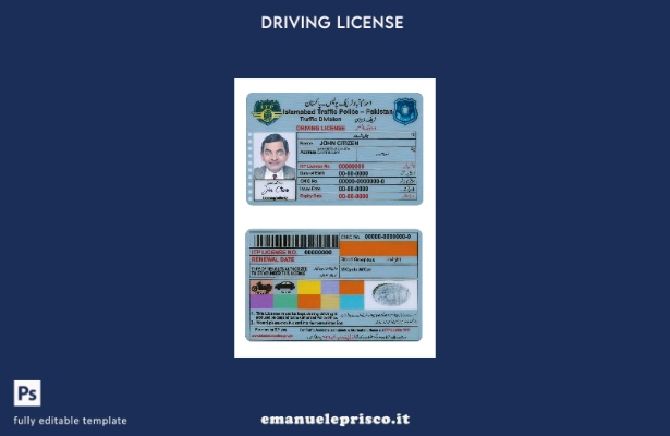 verified style modello di patente di guida Pakistan Islamabad in stile verificato template