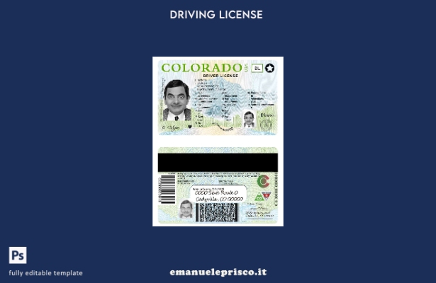 verified style modello di patente di guida USA Colorado in stile verificato template