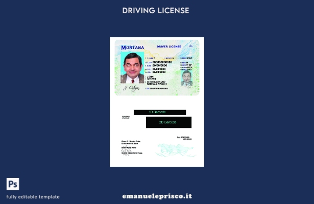 verified style modello di patente di guida USA Montana in stile verificato template