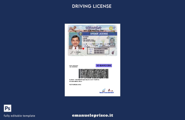 verified style modello di patente di guida USA Nevada stile verificato template