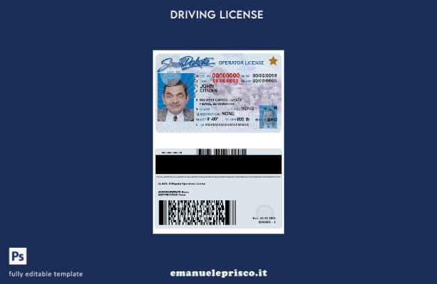 verified style modello di patente di guida USA South Dakota in stile verificato template