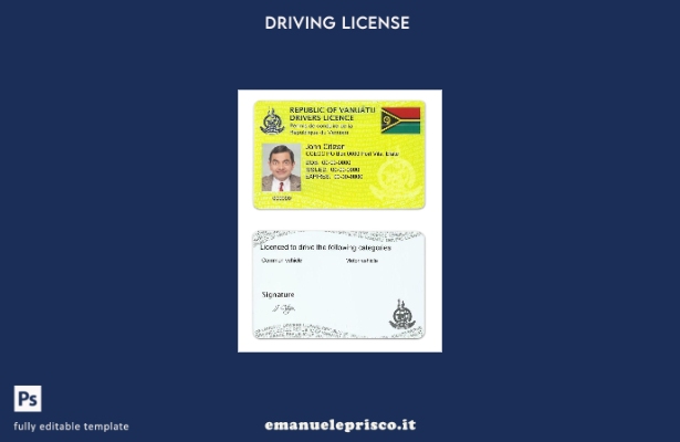 verified style modello di patente di guida Vanuatu in stile verificato template