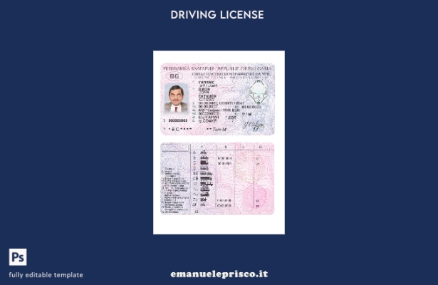 verified style modello di patente di guida bulgara in stile verificato template