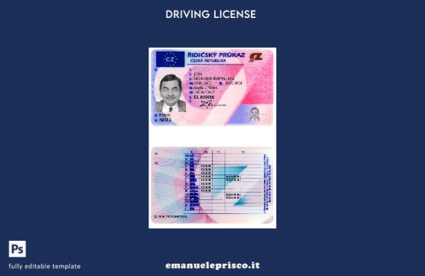 verified style modello di patente di guida ceca in stile verificato template
