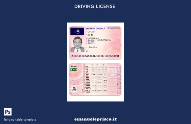 verified style modello di patente di guida croata in stile verificato 1 template