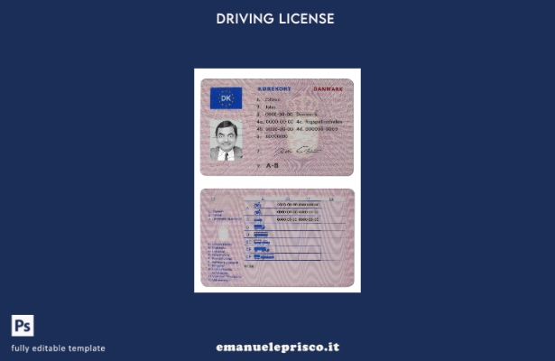 verified style modello di patente di guida danese in stile verificato (). template