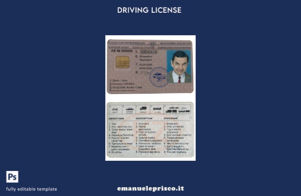 verified style modello di patente di guida del Kazakistan in stile verificato template