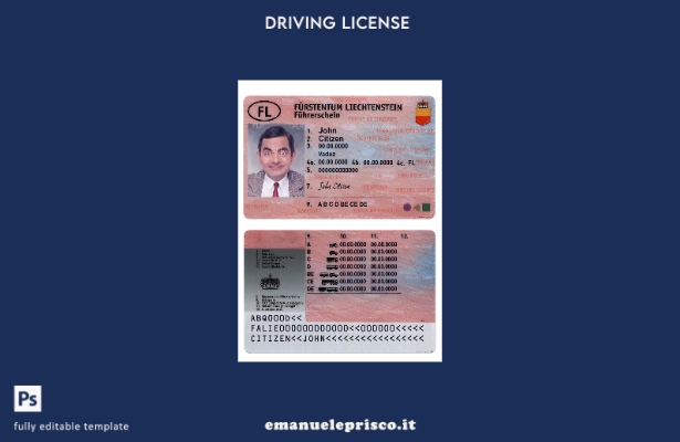 verified style modello di patente di guida del Liechtenstein in stile verificato template