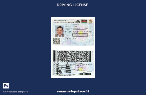 verified style modello di patente di guida del Malawi in stile verificato template
