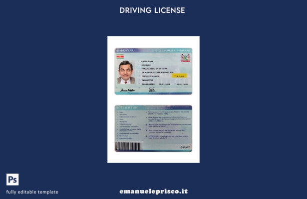 verified style modello di patente di guida del Suriname in stile verificato template