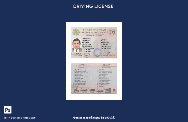 verified style modello di patente di guida del Turkmenistan in stile verificato template