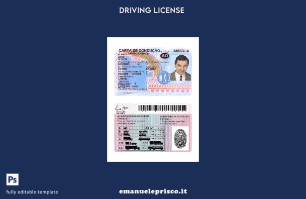 verified style modello di patente di guida dell'Angola in stile verificato 1 template