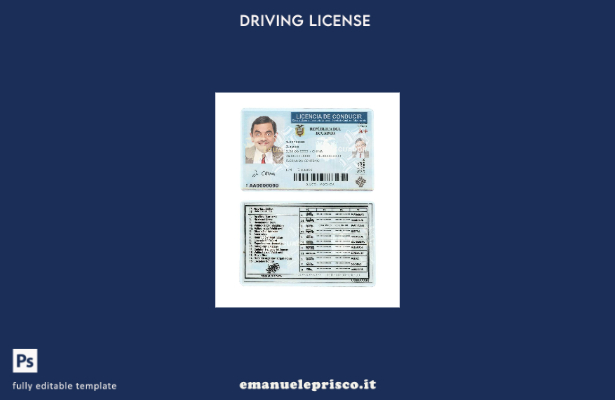 verified style modello di patente di guida dell'Ecuador in stile verificato template