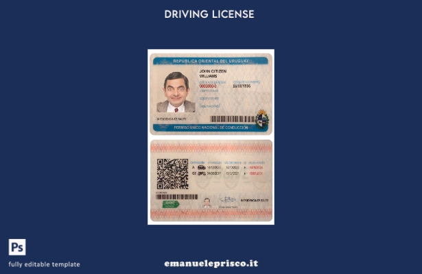 verified style modello di patente di guida dell'Uruguay in stile verificato template