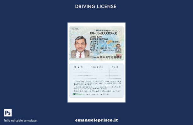 verified style modello di patente di guida della Corea del Sud in stile verificato template
