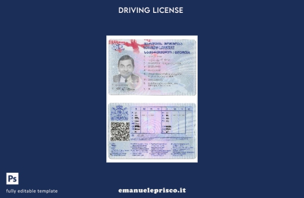 verified style modello di patente di guida della Georgia in stile verificato template