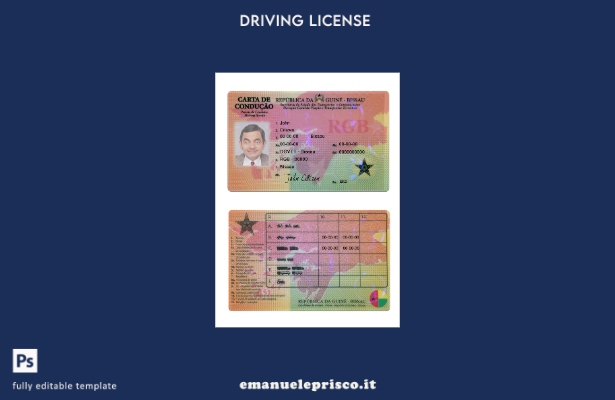 verified style modello di patente di guida della Guinea Bissau in stile verificato template
