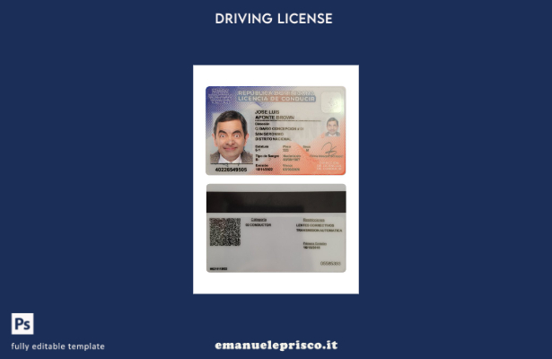 verified style modello di patente di guida della Repubblica Dominicana in stile verificato template