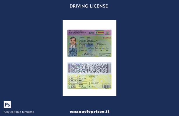 verified style modello di patente di guida dello Zimbabwe in stile verificato template