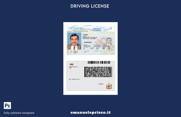 verified style modello di patente di guida dello stato USA Maine in stile verificato template