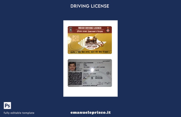 verified style modello di patente di guida dello stato dell'India Haryana in stile verificato template