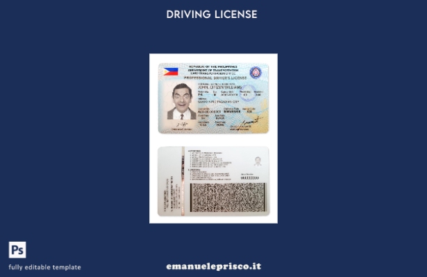 verified style modello di patente di guida filippina in stile verificato template