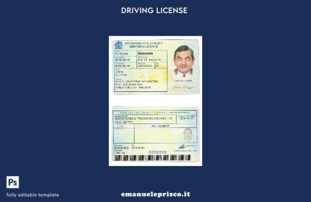 verified style modello di patente di guida giamaicana in stile verificato template