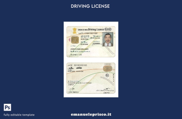 verified style modello di patente di guida indiana in stile verificato template