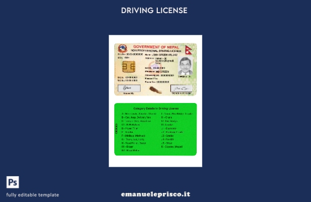 verified style modello di patente di guida intelligente Nepal in stile verificato template