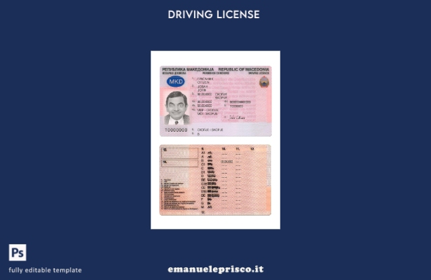 verified style modello di patente di guida macedone in stile verificato template