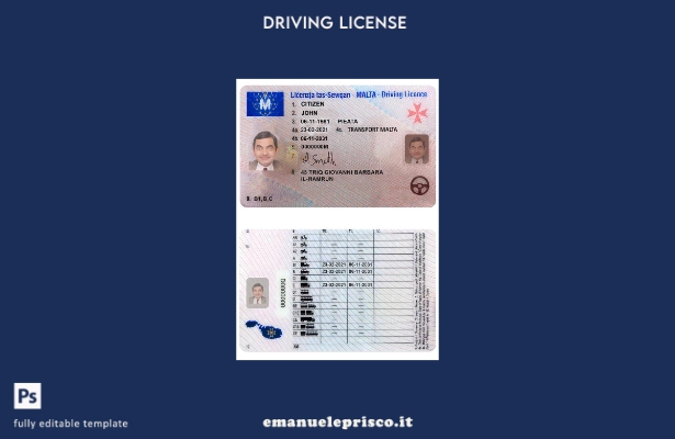 verified style modello di patente di guida maltese in stile verificato template