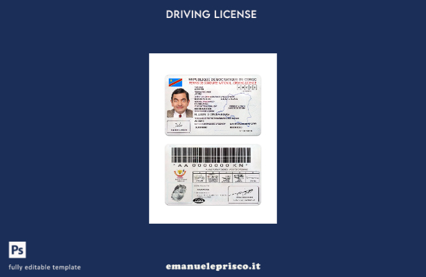 verified style modello di patente di guida nazionale del Congo stile verificato template