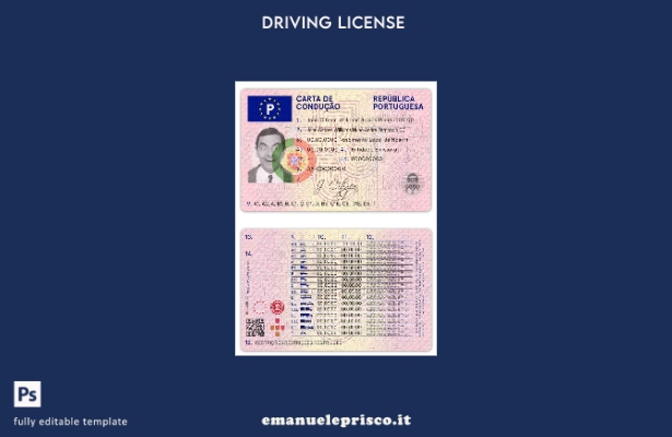 verified style modello di patente di guida portoghese in stile verificato template