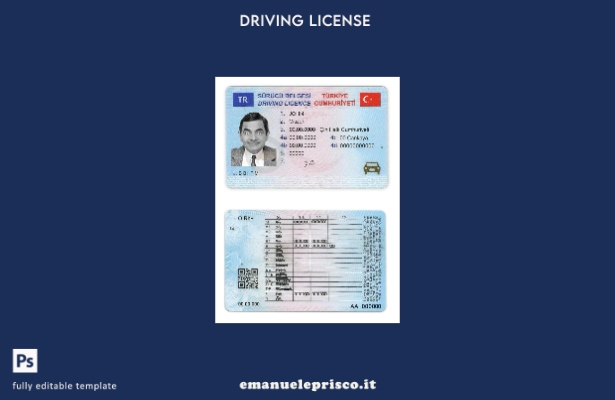 verified style modello di patente di guida turca in stile verificato template