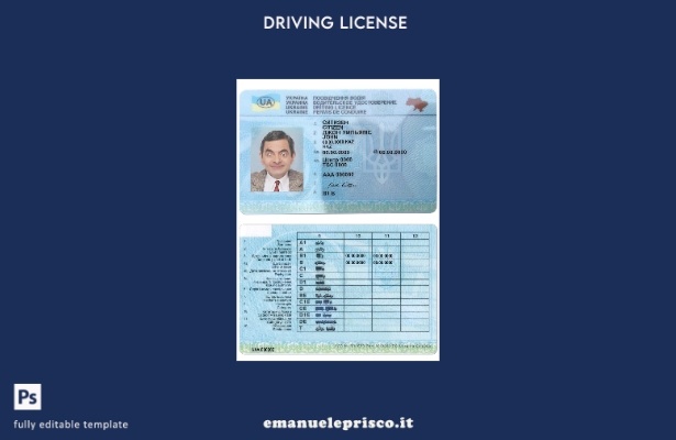 verified style modello di patente di guida ucraina in stile verificato (). template
