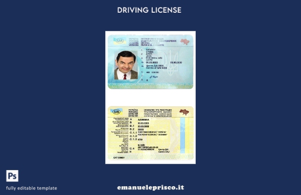 verified style modello di patente di guida ucraina in stile verificato template