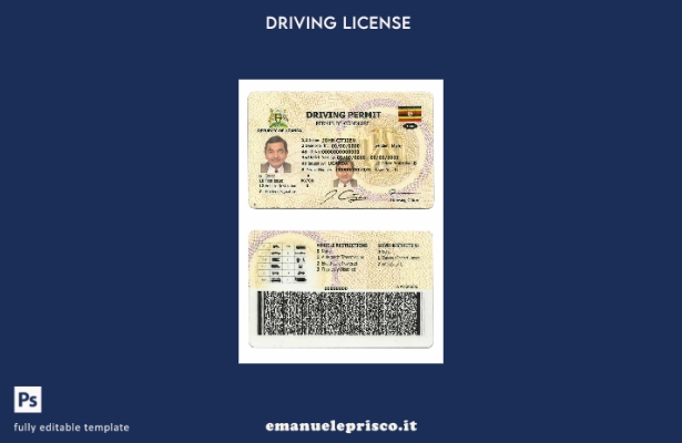 verified style modello di patente di guida ugandese in stile verificato template
