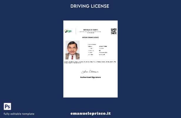 verified style modello di permesso di guida provvisorio Kenya stile verificato template