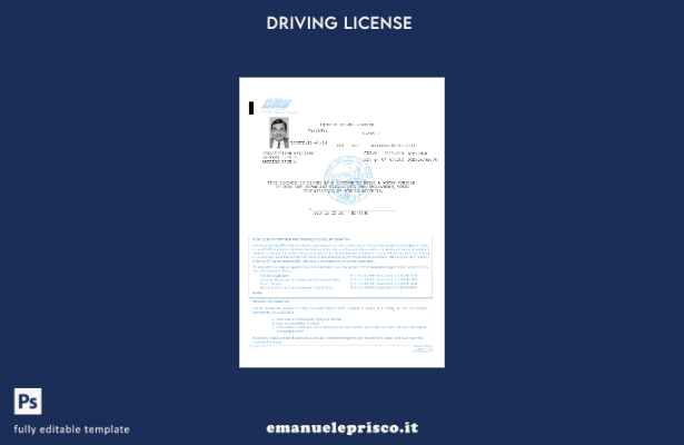 verified style modello di permesso di guida provvisorio del Dipartimento dei veicoli a motore ( template
