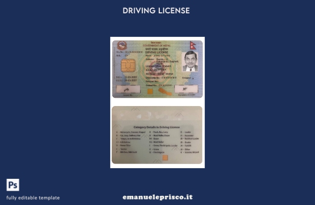 verified style modello di versione della patente di guida NEPAL in stile verificato template