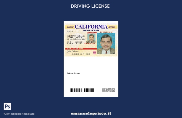 verified style modello di versione della patente di guida USA California in stile verificato template