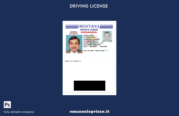 verified style modello di versione della patente di guida USA Montana in stile verificato 1 template