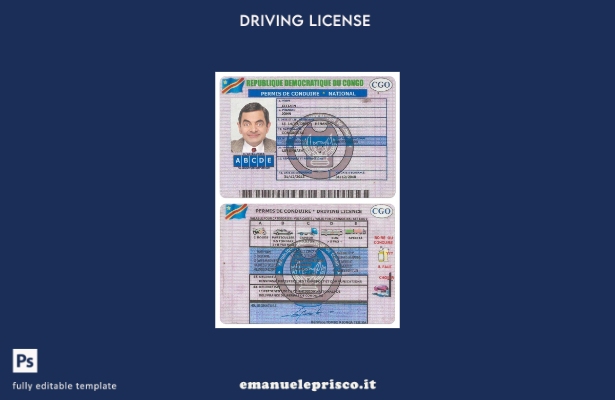 verified style modello di versione della patente di guida del Congo in stile verificato template