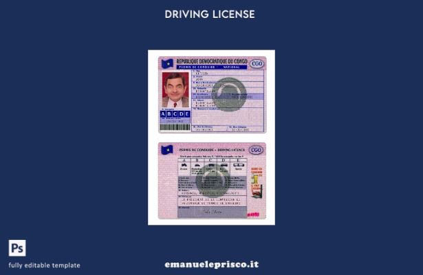 verified style modello di versione della patente di guida del Congo in stile verificato 1 template