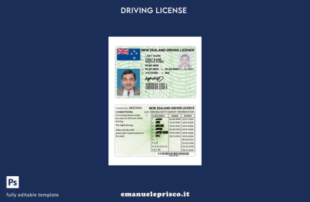 verified style modello di versione della patente di guida neozelandese in stile verificato template
