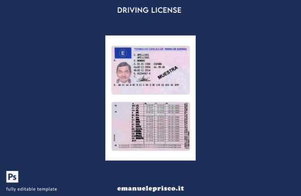 verified style modello di versione della patente di guida spagnola in stile verificato template